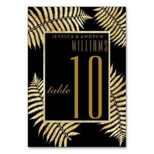 Numeração De Mesa Casamento Elegante com Folhas de Feto em Folha de