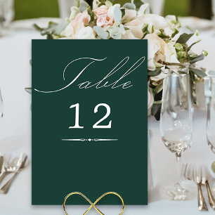 Numeração De Mesa Casamento Elegante da Caligrafia Emerald Green