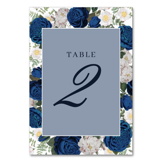Numeração De Mesa Casamento Elegante De Aquarela Azul Moderno (Frente)