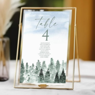 Numeração De Mesa Casamento Elegante de Árvores de Pinheiro Verdes n