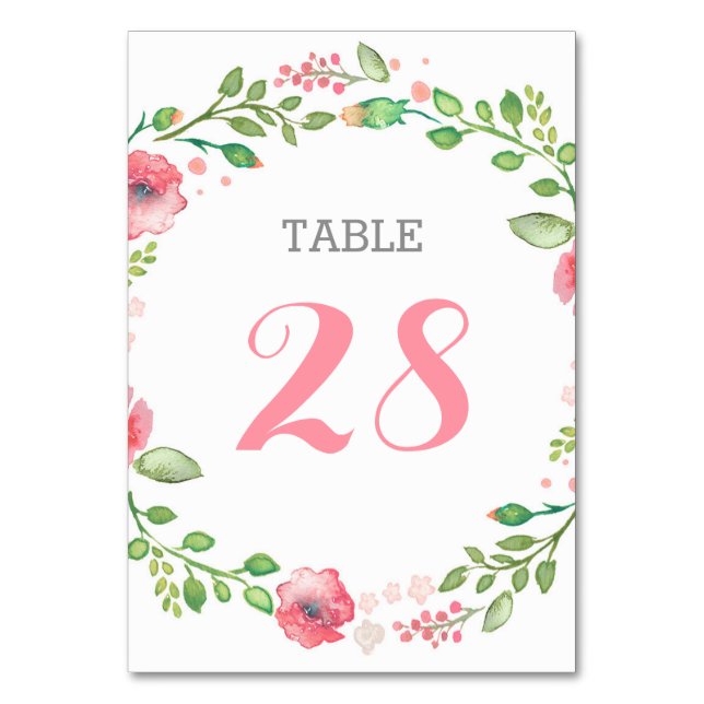 Numeração De Mesa Casamento Elegante De Frotas De Aquarela (Verso)