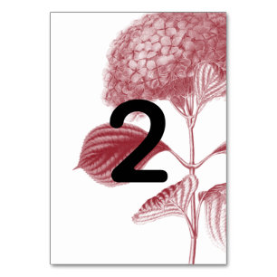 Numeração De Mesa Casamento Elegante de Hortênsias Burgundy