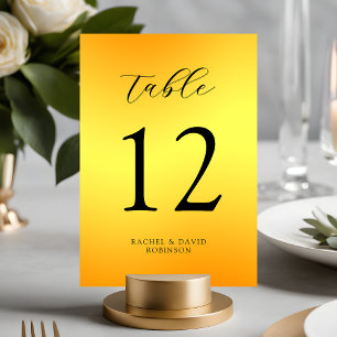 Numeração De Mesa Casamento Elegante de Ouros de Script Negra Modern