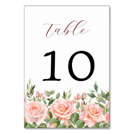 Numeração De Mesa Casamento Elegante de Rosa de Aquarela Florals