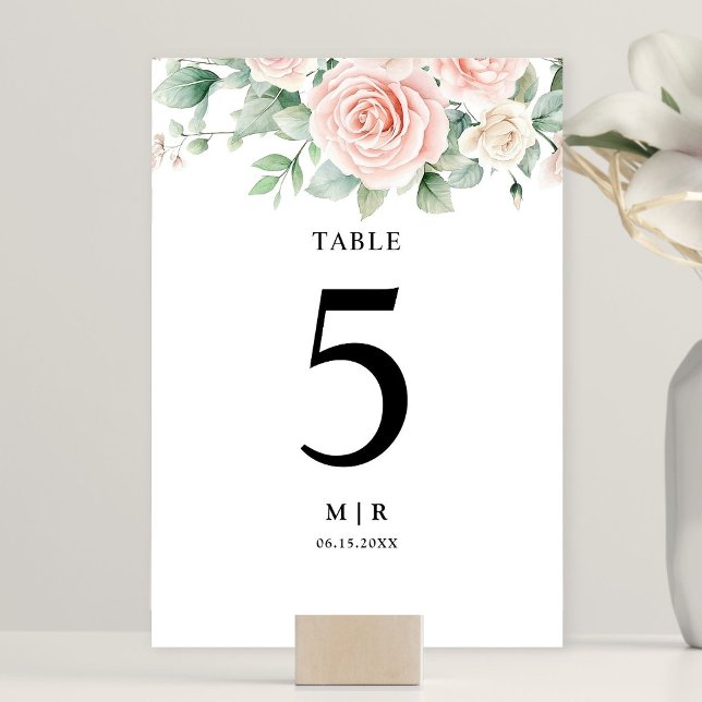 Numeração De Mesa Casamento Elegante de Rosas Rosa Escamosas (Criador carregado)