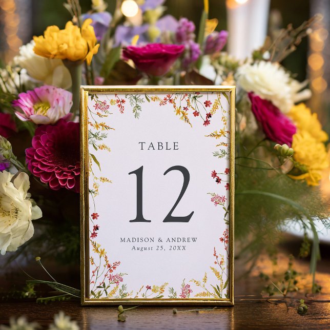 Numeração De Mesa Casamento Elegante de Verão com Flores Silvestres  (Criador carregado)