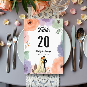 Numeração De Mesa Casamento Elegante do Casal Romântico Floral de Wa