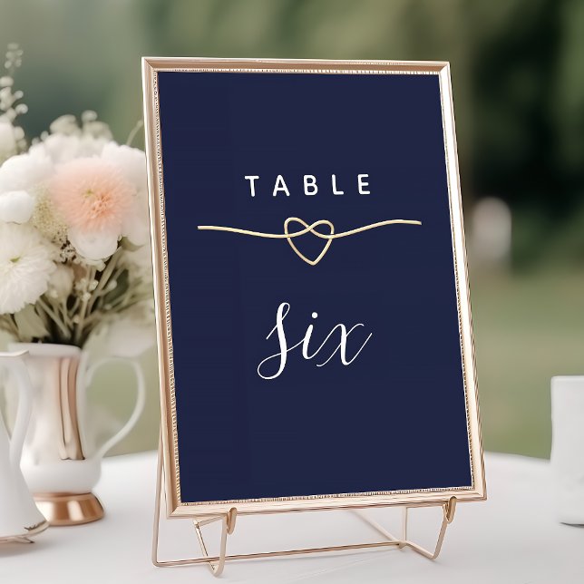 Numeração De Mesa Casamento Elegante Dourado e Azul Marinho (Criador carregado)