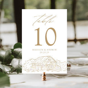Numeração De Mesa Casamento Elegante Dourado Rustic Barn