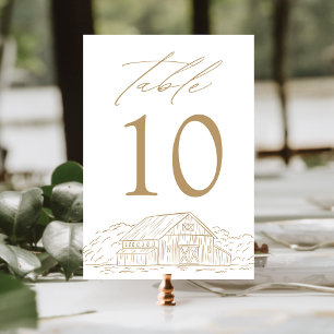 Numeração De Mesa Casamento Elegante Dourado Rustic Barn