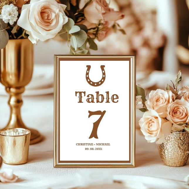 Numeração De Mesa Casamento Elegante e Chic Boho Western Cowboy (Criador carregado)