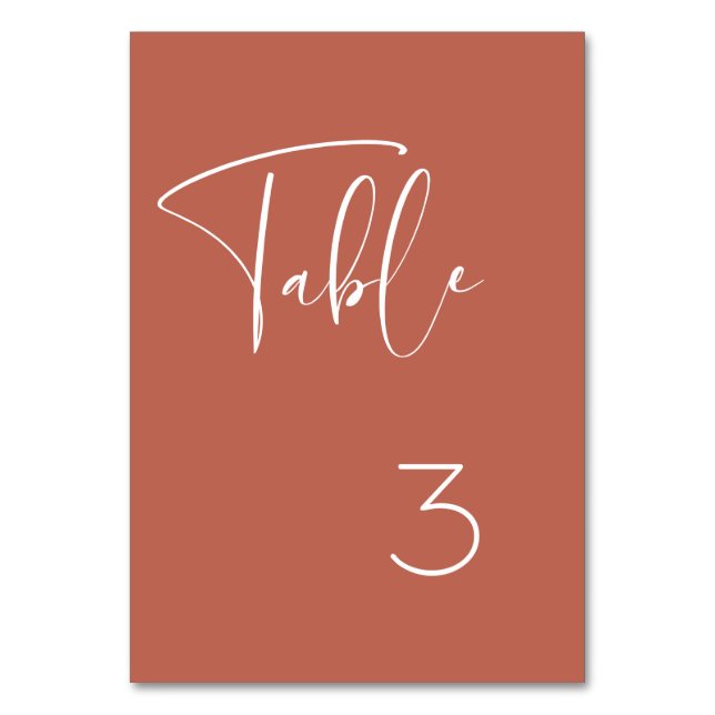 Numeração De Mesa Casamento elegante e moderno de argila vermelha (Frente)