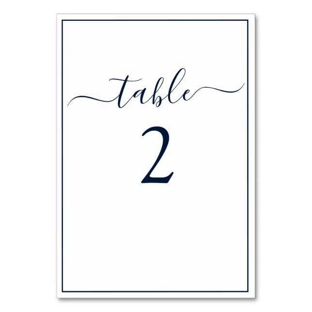 Numeração De Mesa Casamento Elegante Escrito em Caligrafia Azul Mari (Frente)