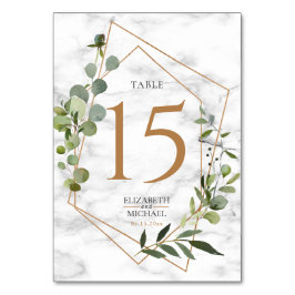 Numeração De Mesa Casamento Elegante Eucalyptus Marble Geométrico de