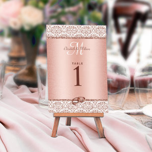 Numeração De Mesa Casamento Elegante Glitter Glitter do Monograma Do