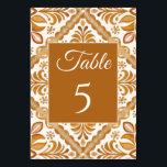 Numeração De Mesa Casamento elegante mexicano Talavera marrom<br><div class="desc">Talavera mexicana terracotta marrom elegante cartões de mesa de casamento,  números de mesas de casamento,  cartões de casamento de talavera,  tons de decor de recepção de casamento de talavera marrom</div>