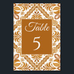 Numeração De Mesa Casamento elegante mexicano Talavera marrom<br><div class="desc">Talavera mexicana terracotta marrom elegante cartões de mesa de casamento,  números de mesas de casamento,  cartões de casamento de talavera,  tons de decor de recepção de casamento de talavera marrom</div>