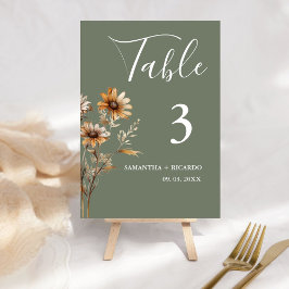 Numeração De Mesa Casamento Elegante Minimalista Boho Green Wildflow