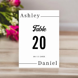 Numeração De Mesa Casamento Elegante Mínimo Negro E Branco Moderno