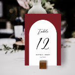 Numeração De Mesa Casamento Elegante Mínimo | Número da Tabela Verme<br><div class="desc">Estes cartões de números simples e na moda de tabela de casamento apresentam uma forma de arco em branco sobre um fundo de cores personalizado (mostrado em vermelho). Coordenam-se perfeitamente com os nossos produtos Elegante Vintage Winter Florals. Fácil de personalizar para o seu casamento ou outra ocasião especial.</div>