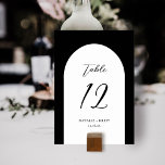 Numeração De Mesa Casamento Elegante Mínimo | Número de Tabela Preta<br><div class="desc">Estes cartões de números simples e na moda de mesa de casamento apresentam uma forma de arco em branco sobre um fundo de cor personalizado (mostrado em preto). Fácil de personalizar para o seu casamento ou outra ocasião especial.</div>
