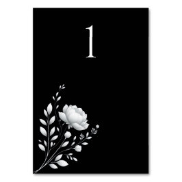 Numeração De Mesa Casamento Elegante Moderno Negro e Flores Brancas