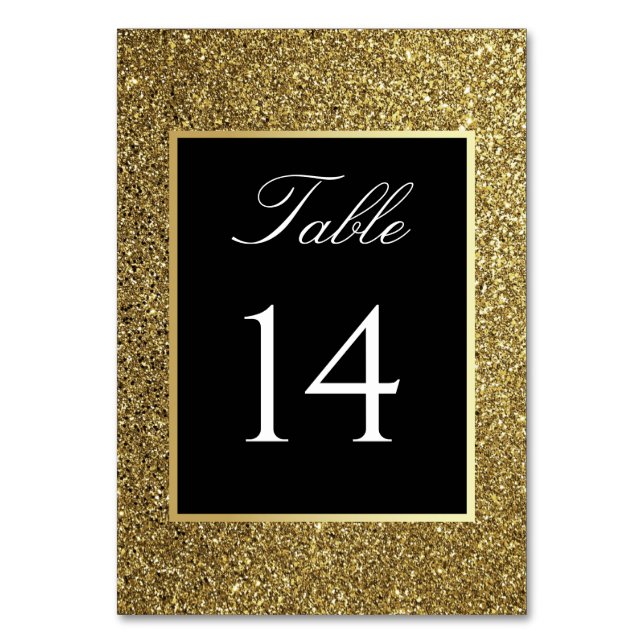 Numeração De Mesa Casamento Elegante Preto e Dourado (Frente)