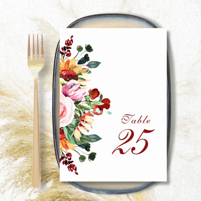 Numeração De Mesa Casamento Elegante Rústico com Flor de Girassol em (Criador carregado)