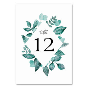 Numeração De Mesa Casamento Elegante Teal Greenery Watercolor