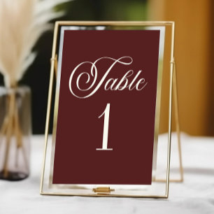 Numeração De Mesa Casamento Elegante Vintage Marfim Burgundy Escuro