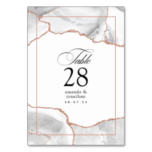 Numeração De Mesa Casamento em Ágata Dourado Rosa e Branco