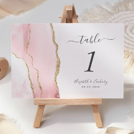 Numeração De Mesa Casamento em Ágata Rosa Dourado