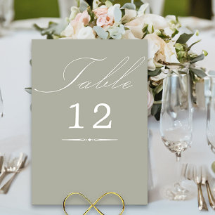 Numeração De Mesa Casamento em Caligrafia Elegante Verde Sage
