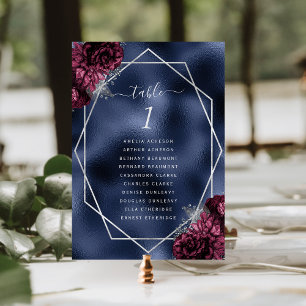Numeração De Mesa Casamento em Folha de Ouro Burgundy com Moldura de