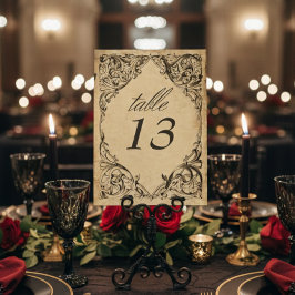 Numeração De Mesa Casamento em Pergaminho Preto Até a Morte Vintage