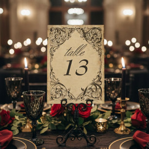 Numeração De Mesa Casamento em Pergaminho Preto Até a Morte Vintage