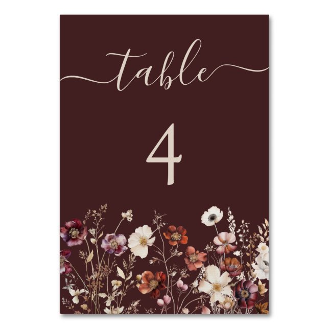 Numeração De Mesa Casamento em Prado Selvagem de Outono Marrom (Frente)