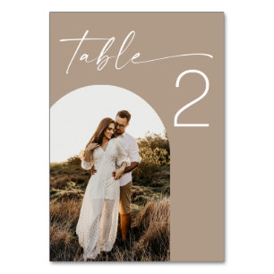 Numeração De Mesa Casamento em Taupe Empoeirado Moderno Foto Neutr