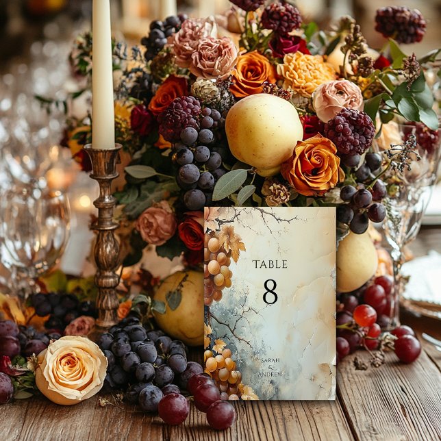 Numeração De Mesa Casamento em Vinícola com Aquarela Elegante (Criador carregado)