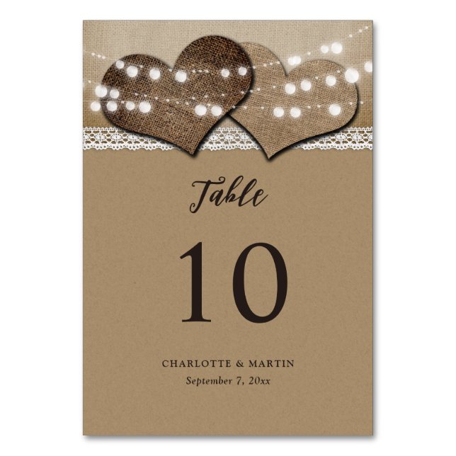 Numeração De Mesa Casamento entre a Rússia e o Kraft Paper Burlap He (Frente)