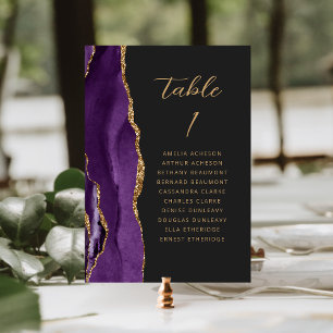 Numeração De Mesa Casamento Escrito Moderno Roxo Ágata Dourado Escur