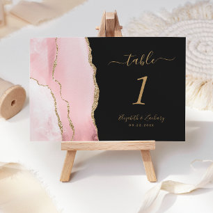 Numeração De Mesa Casamento Escuro Rosa Bege Ágata Dourada