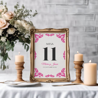 Numeração De Mesa Casamento Espanhol Minimalista Floral Rosa Talaver