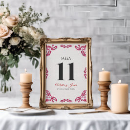 Numeração De Mesa Casamento Espanhol Minimalista Floral Vermelho Tal