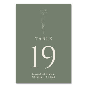 Numeração De Mesa Casamento Essencial de Flor Verde Salvia
