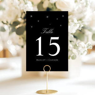 Numeração De Mesa Casamento Estelar à Meia-Noite Preto e Branco