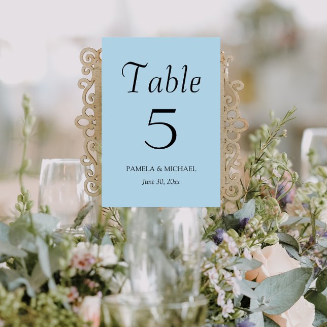 Numeração De Mesa Casamento Estilo Simples Azul Claro (In Situ Wedding)