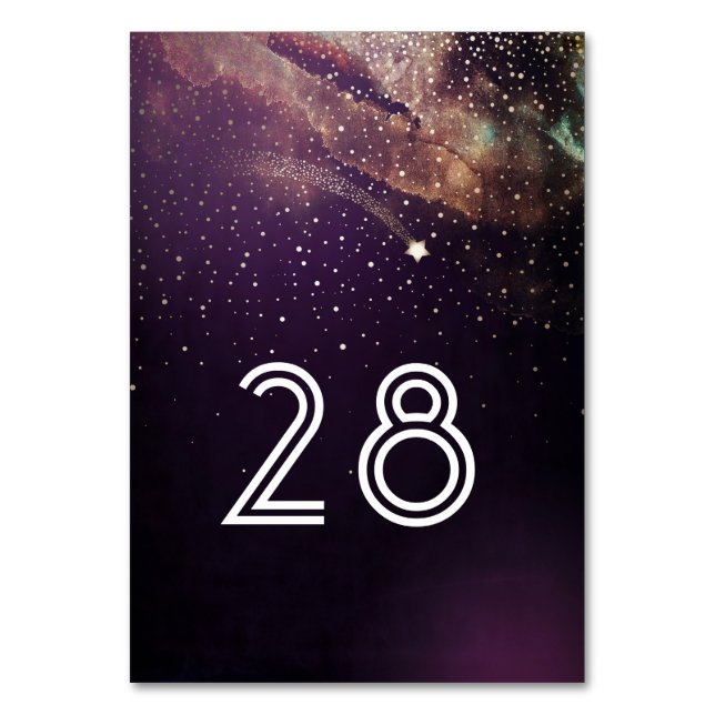 Numeração De Mesa Casamento Estrelado de Estrelo com Roxo (Frente)