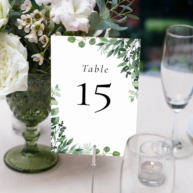 Numeração De Mesa Casamento Eucalipto Branco Verde (Green White Eucalyptus Wedding Table Number)
