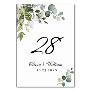 Numeração De Mesa Casamento Eucalyptus com Aquarela Elegante